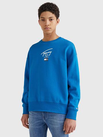 Sweats Tommy Hilfiger Signature Crewneck Homme Bleu | FR_M31135