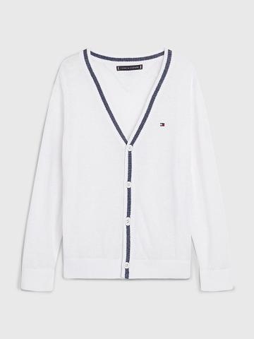 Sweats Tommy Hilfiger Tipped Cardigan Enfant Blanche | FR_G1213