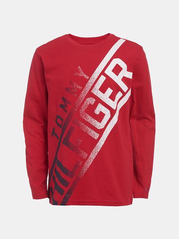 T Shirts Tommy Hilfiger Big Fader Long-Sleeve Enfant Rouge | FR_B2158