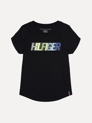 T Shirts Tommy Hilfiger Big Ombre Logo Enfant Noir | FR_G1231