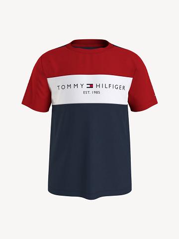 T Shirts Tommy Hilfiger Colorblock Enfant Rouge | FR_G1240