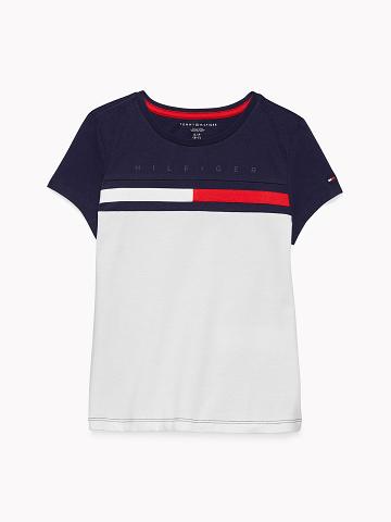 T Shirts Tommy Hilfiger Colorblock Enfant Blanche Multicolore | FR_G1241