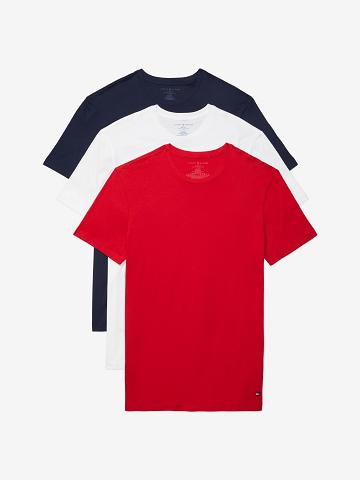 T Shirts Tommy Hilfiger Coton classics crewneck 3pk Homme Rouge Bleu Marine Blanche | FR_M31019