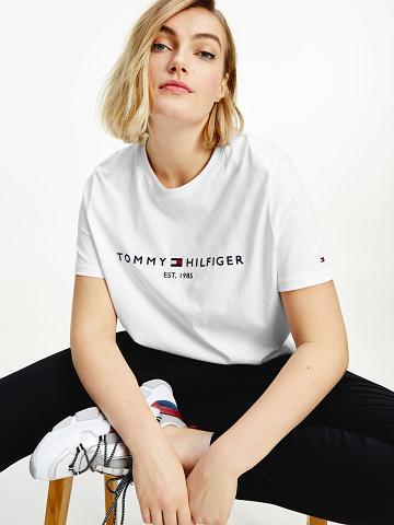 T Shirts Tommy Hilfiger Curve Hilfiger Crewneck Femme Blanche | FR_W21440