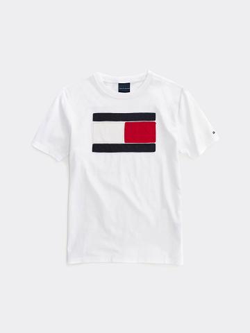 T Shirts Tommy Hilfiger Flag Enfant Blanche | FR_B2170