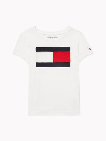 T Shirts Tommy Hilfiger Flag Enfant Blanche | FR_G1245