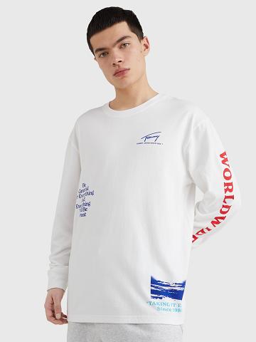 T Shirts Tommy Hilfiger Gratitude photoprint Homme Blanche | FR_M31039