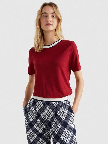 T Shirts Tommy Hilfiger Icon Crest Femme Rouge | FR_W21457