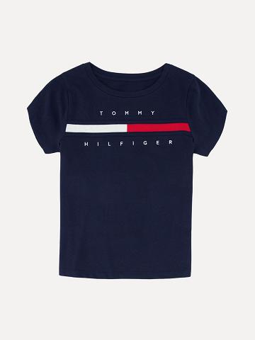 T Shirts Tommy Hilfiger Little Pieced Flag Enfant Bleu Marine | FR_G1249