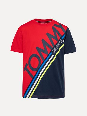 T Shirts Tommy Hilfiger Little Tommy Stripe Enfant Rouge Bleu Marine | FR_B2189