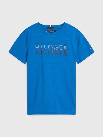 T Shirts Tommy Hilfiger Logo Enfant Bleu | FR_B2193