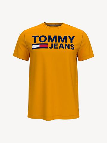 T Shirts Tommy Hilfiger Logo Homme Jaune | FR_M31051