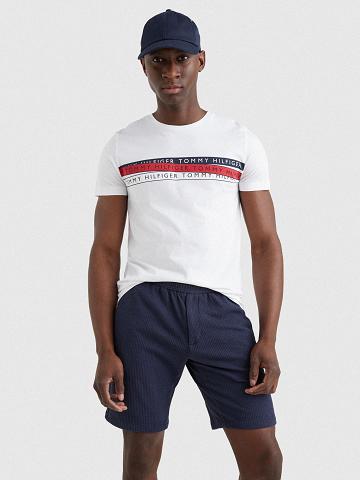 T Shirts Tommy Hilfiger Logo Tape Homme Blanche | FR_M31053