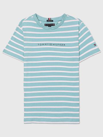 T Shirts Tommy Hilfiger Stripe Enfant Menthe | FR_B2210