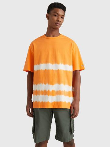 T Shirts Tommy Hilfiger Tie-dye stripe Homme Orange | FR_M31083