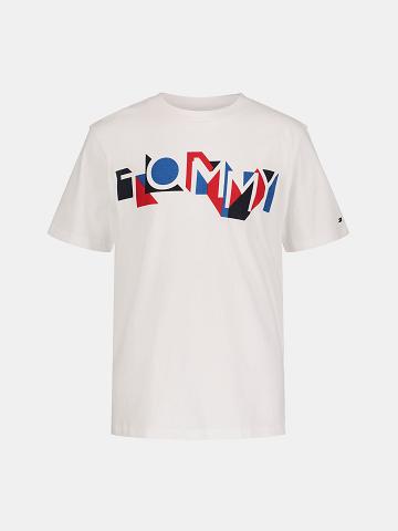 T Shirts Tommy Hilfiger Tommy Graphique Enfant Blanche | FR_B2215