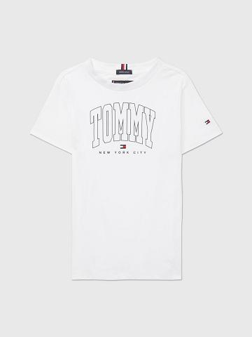 T Shirts Tommy Hilfiger Varsity Enfant Blanche | FR_G1275