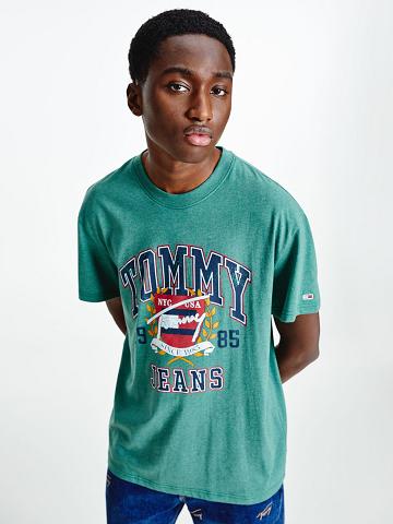 T Shirts Tommy Hilfiger Washed collegiate Homme Vert | FR_M31089