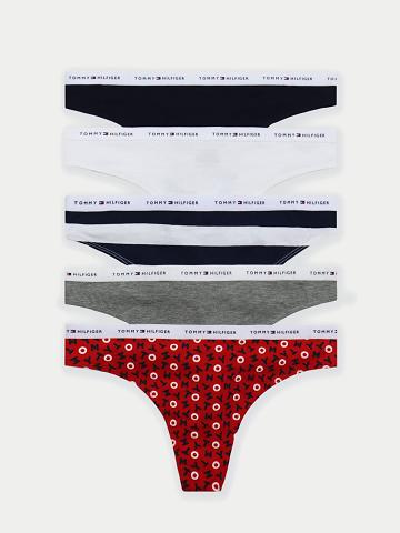 Thongs Tommy Hilfiger Logo Mix 5PK Femme Rouge | FR_W21567