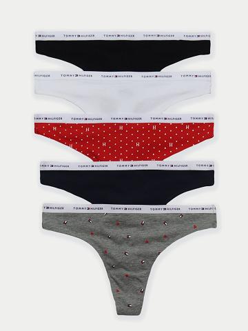 Thongs Tommy Hilfiger Logo Mix 5PK Femme Bleu Marine Grise | FR_W21568