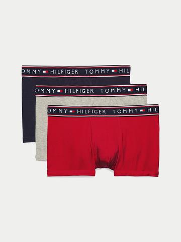 Trunks Tommy Hilfiger Coton stretch trunk 3pk Homme Rouge Bleu Marine Grise | FR_M31510