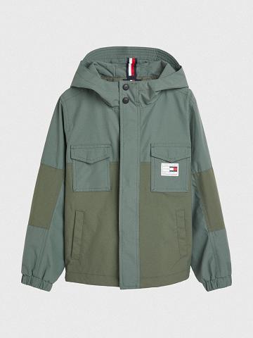 Vestes Tommy Hilfiger Encapuchonné Surplus Enfant Vert | FR_B2039